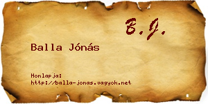 Balla Jónás névjegykártya